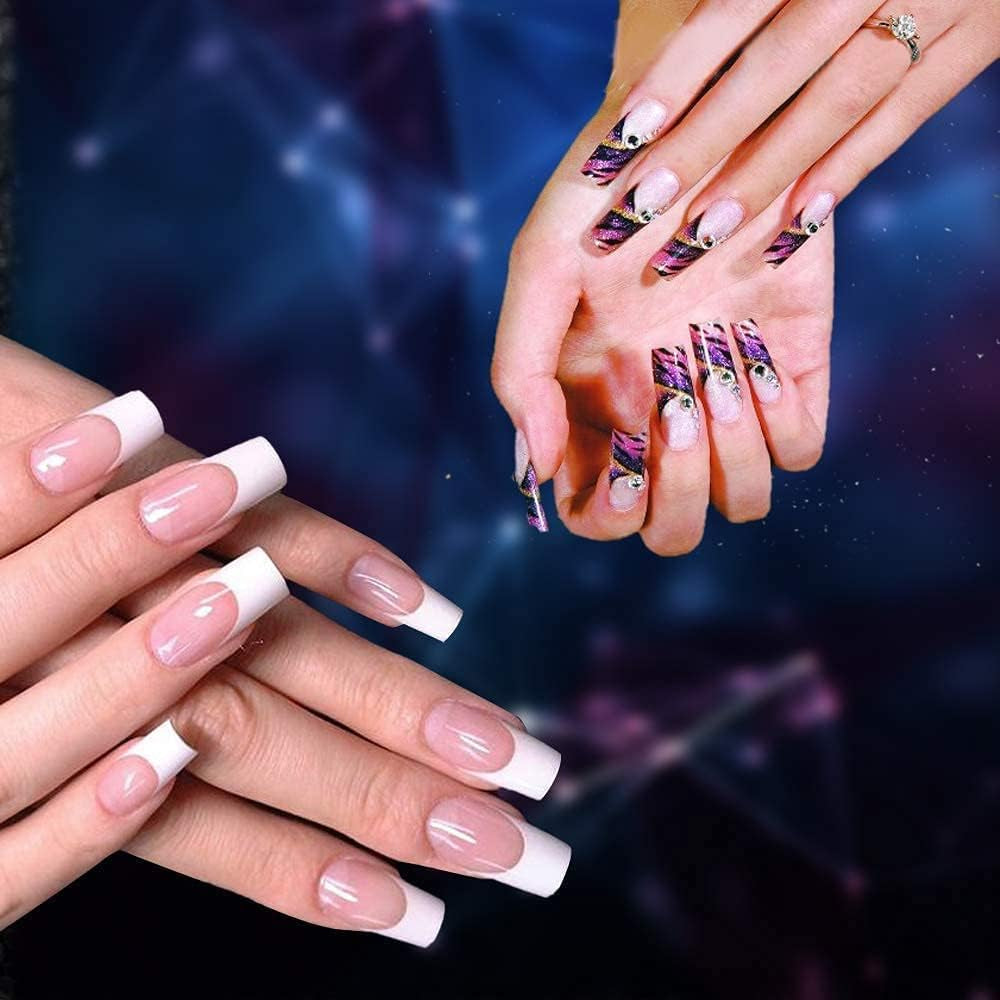 500 buc unghii false artificiale acrilice franceze naturale, sfaturi de artă cu cutie pentru femei și fete