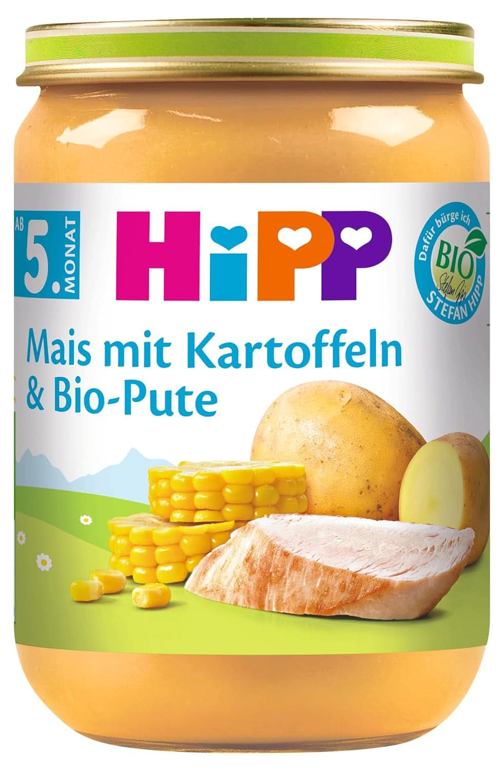 Hipp Sweet Corn with Mashed Potatoes and Organic Turkey Pack of 6 (6 X 190 grams) Mother and Baby Naty Shop 6 x 190 grams Corn with Mashed Potatoes and Organic Turkey with Omega 3