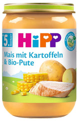 Hipp Sweet Corn with Mashed Potatoes and Organic Turkey Pack of 6 (6 X 190 grams) Mother and Baby Naty Shop 6 x 190 grams Corn with Mashed Potatoes and Organic Turkey with Omega 3