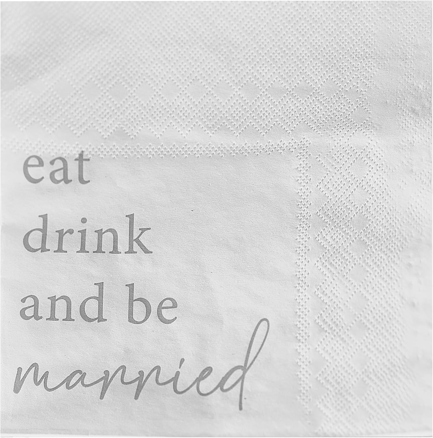 'Mănâncă, bea și fii căsătorit' Șervețele din hârtie albă pentru masa de nuntă 16 pachete