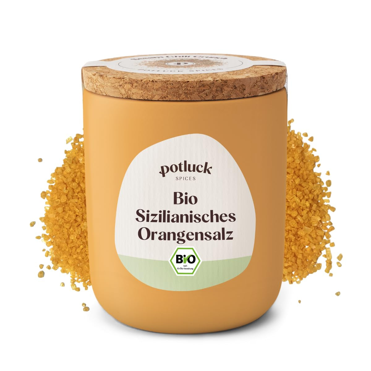 Potluck | Bio Sizilianisches Zitronensalz | Gewürzsalz für Fisch, Meeresfrüchte, Gemüse, Salad und Dressings | 140g in Keramiktopf