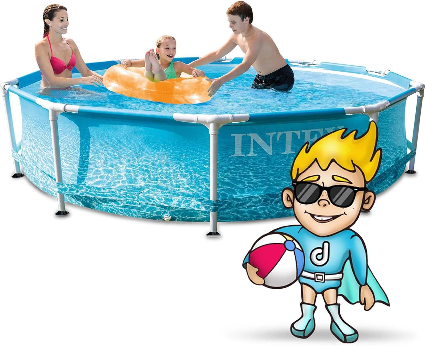 Set piscină Intex Beachside cu cadru metalic de 3 m x 76 cm