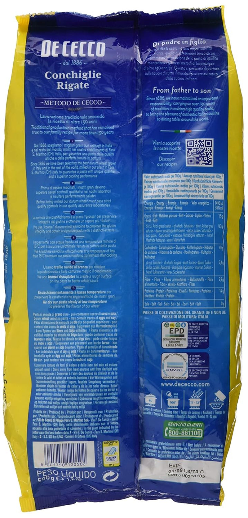 Conchiglie Rigate, 500 g (pack of 1)