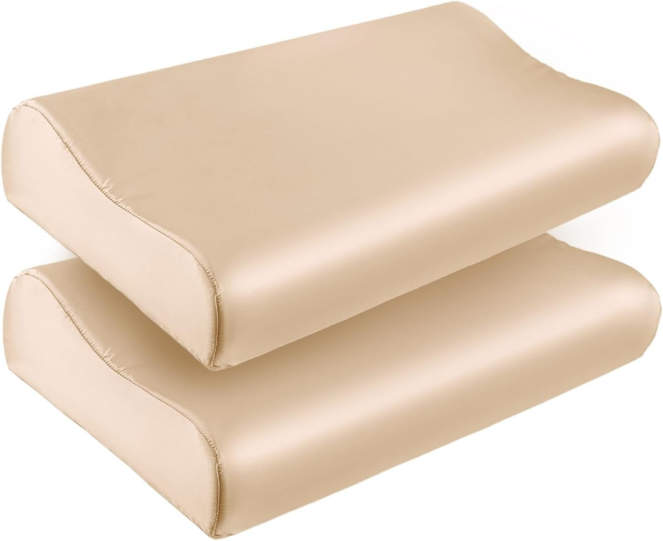 Față de pernă THXSILK din mătase de dud 19 Momme pentru pernă contur din spumă cu memorie, pernă cervicală din latex, hipoalergenică, lavabilă (50 x 30 x 10/7 cm, gri închis)