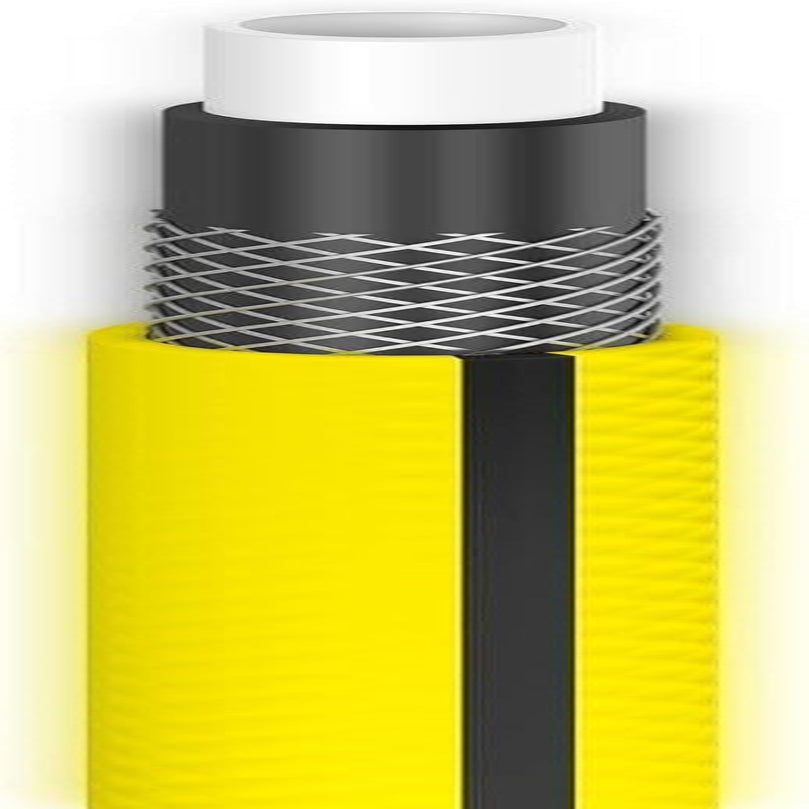 Furtun de grădină Cellfast GALBEN, ușor, durabil, cu 4 straturi, împletitură încrucișată durabilă, rezistent la UV și alge, rezistent la răsucire, tehnologie REACH, 20 bar, -10/+50°C, închidere: Temp. 5/8", 20m