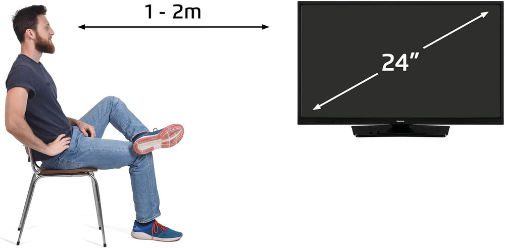 Televizor inteligent Lenco LED-2463 de 24 de inci, Full HD - Televizor cu Bluetooth - Adaptor auto de 12 V - Netflix, YouTube și Wi-Fi - Bluetooth - HDMI - Ethernet - Negru