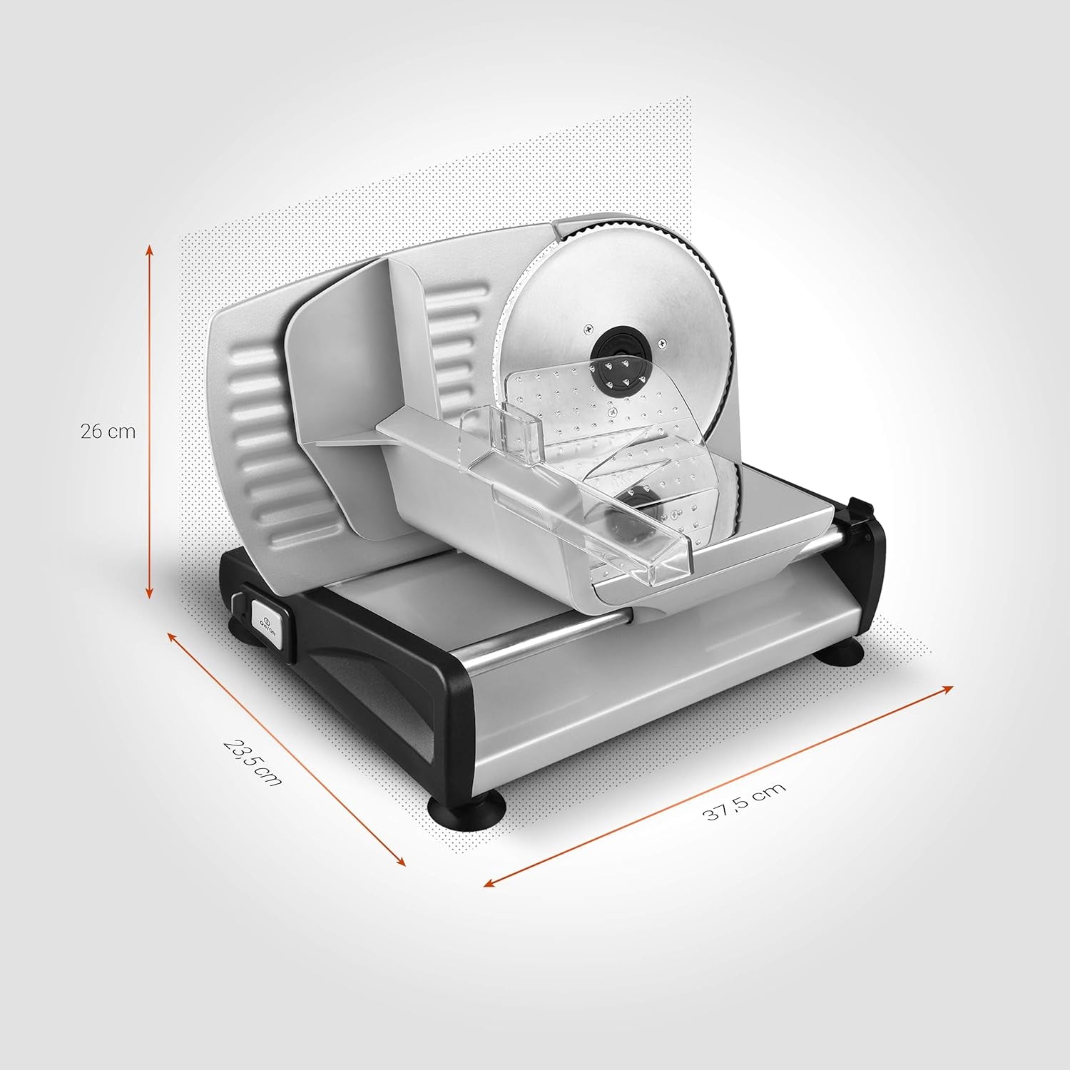 Come on! Universal electric slicer, stainless steel, 19 cm stainless steel blade, control of cutting thickness up to 15 mm, 150 W Shredders and Slicers Naty Shop