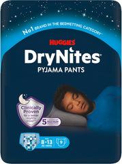 Huggies DryNites Super Absorbent Night Wetting Diapers for Boys 8-13 Years (30-48kg) 27 Count (3 x 9 Count) Panty Diapers