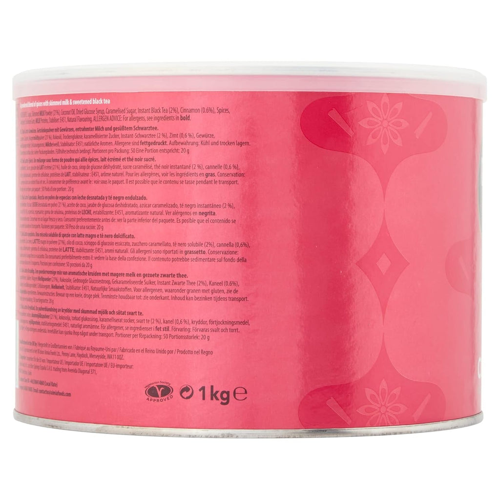 Drink Me Chai Chai Latte condimentat 1 kg (4 bucăți) – Adăugați doar apă, pudră Chai Latte (200 porții în total)