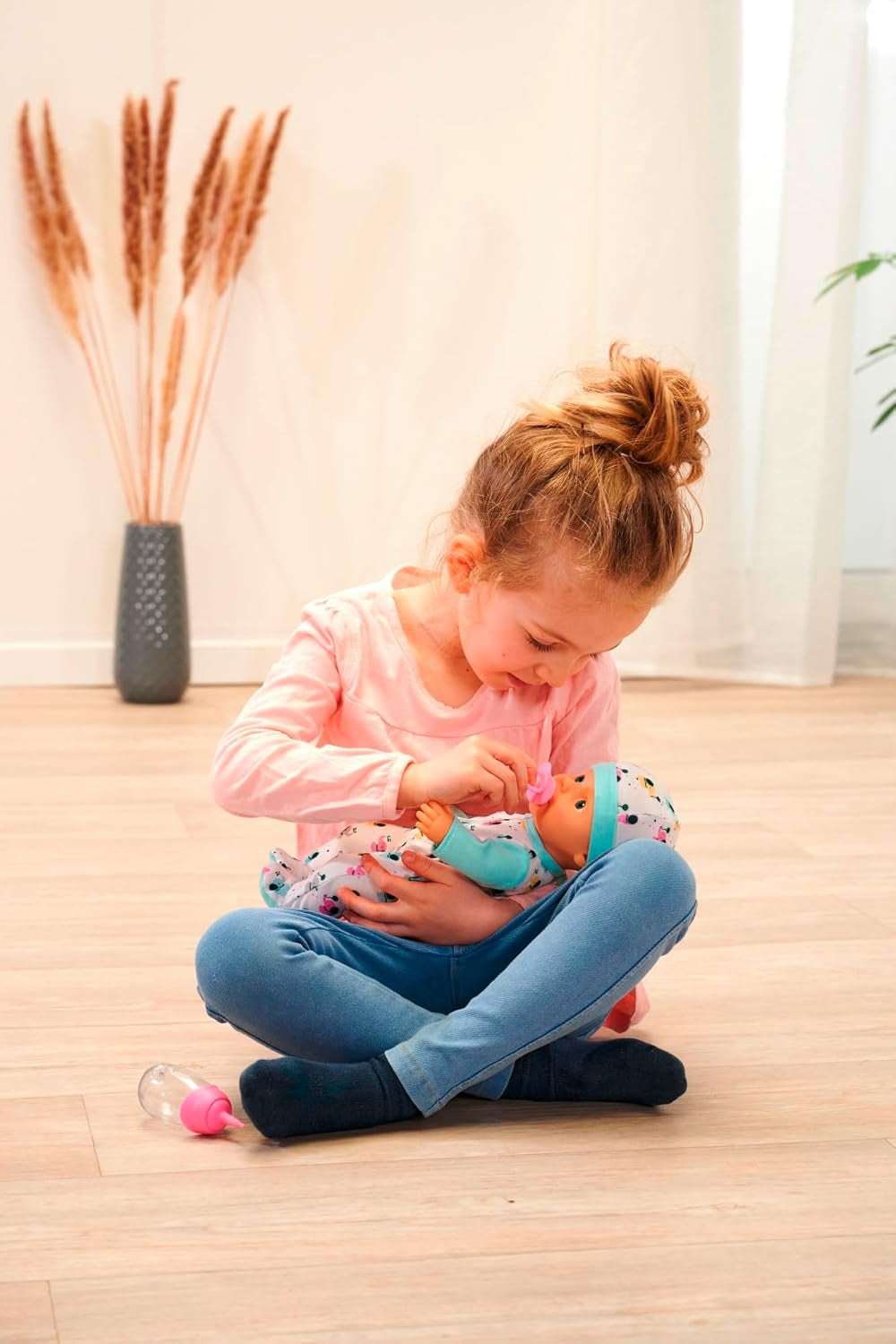 New Born Baby Little Elephant, păpușă din vinil cu funcție de băut și hrănit, biberon și suzetă, 30 cm, de la 2 ani Papusi Naty Shop