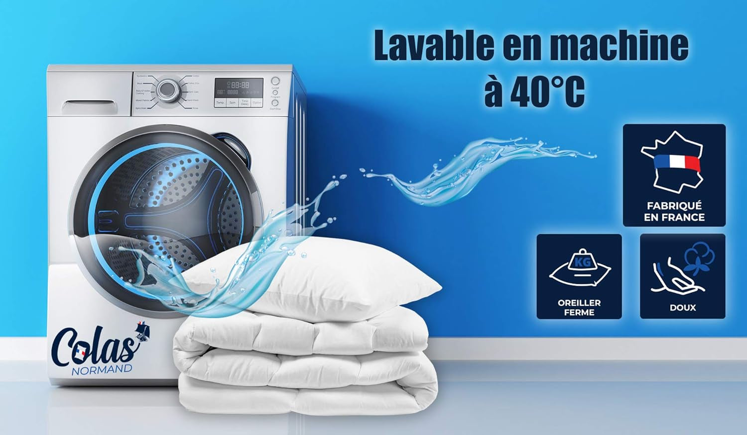 Pernă, Bumbac, Percale, 50 X 70 Cm, Finisaj fin, Confort, Percale, 100% bumbac, De înaltă calitate, Moale, Fabricat în Franța, Alb 73130220 Perne standard Naty Shop