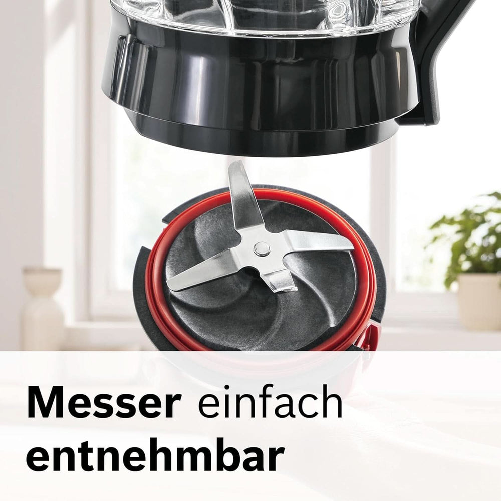 Bosch Standmixer Vitapower Serie 4 MMB6174SN, Verbesserte Version, Hochwertige Edelstahl-Klingen, 1.5L Glasbehälter, 0.6L To-Go-Flasche, Spülmaschinenfeste Teile, 30,000 U/Min, 1200 W, Silver Kitchen Naty Shop