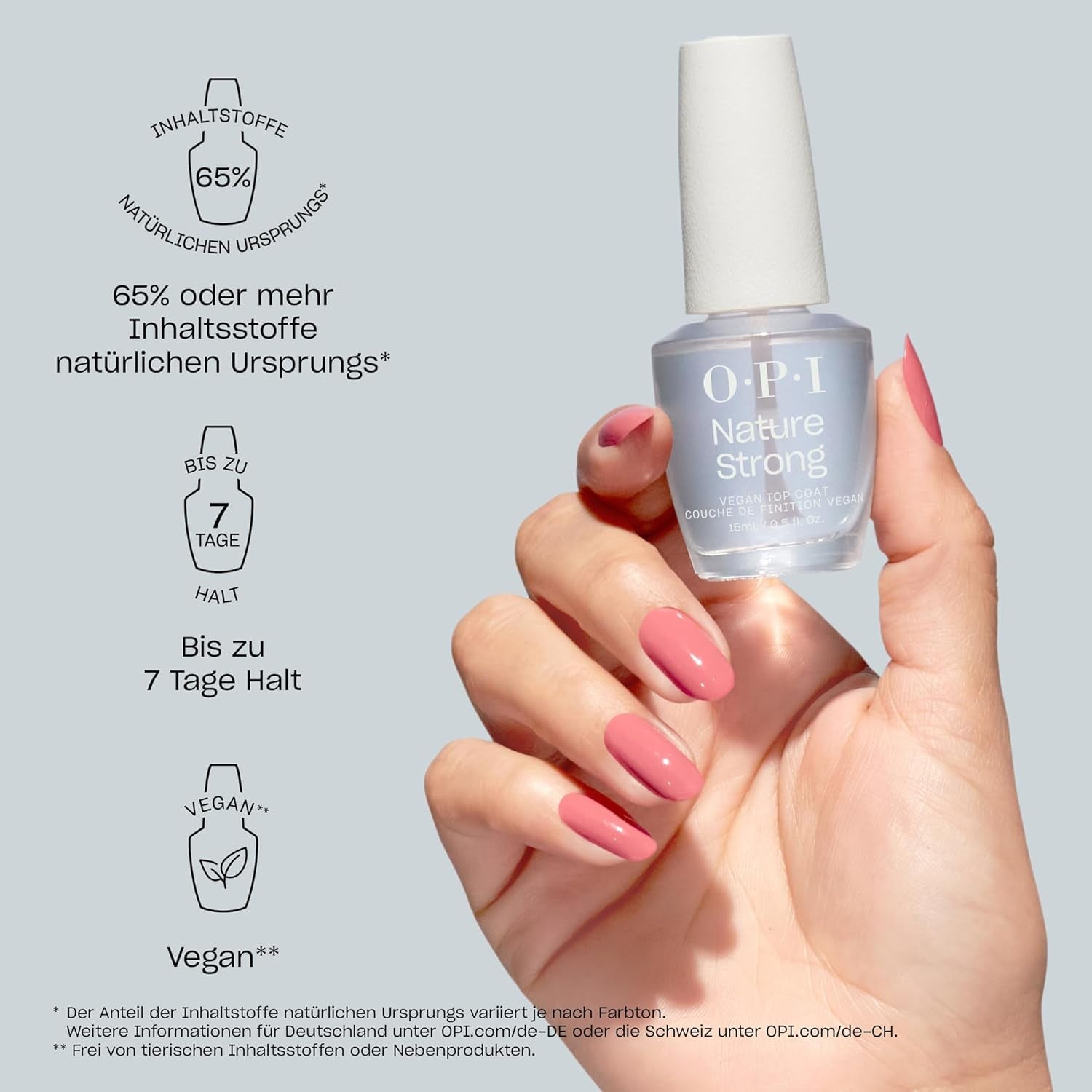OPI Nature Strong White, Gray and Black Shades - long-lasting nail polish with an innovative vegan formula containing natural ingredients - for shiny nails