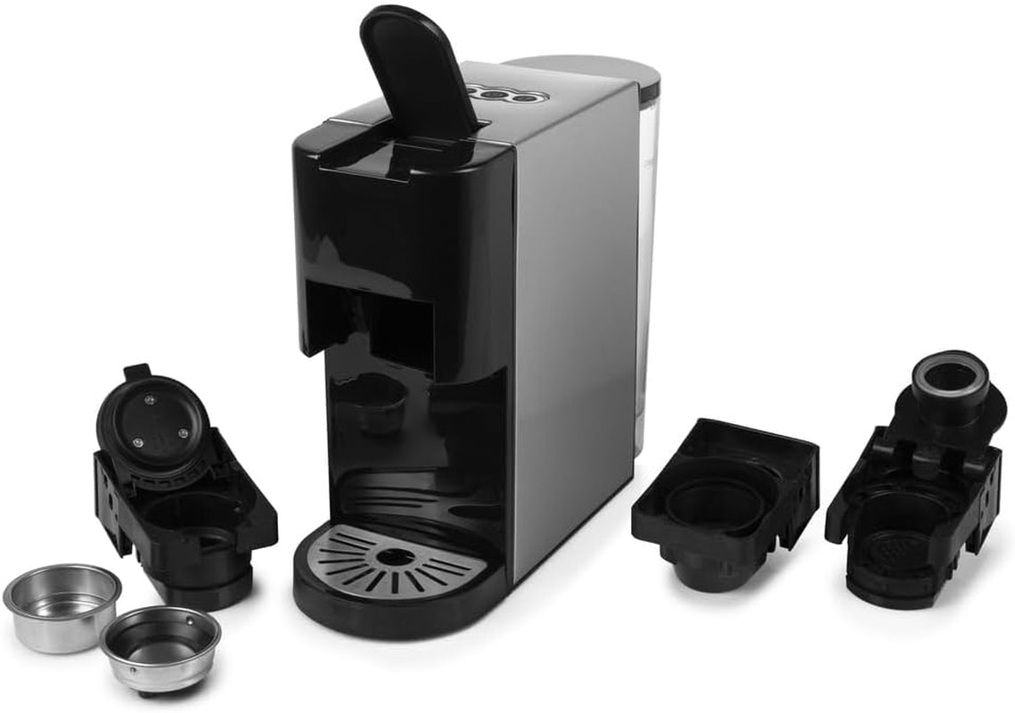 Espressor multicapsule Princess 4 în 1 – 1450 wați, capsule, păstăi, cafea măcinată, fără BPA, 249450, 01.249450.01.001, negru, argintiu