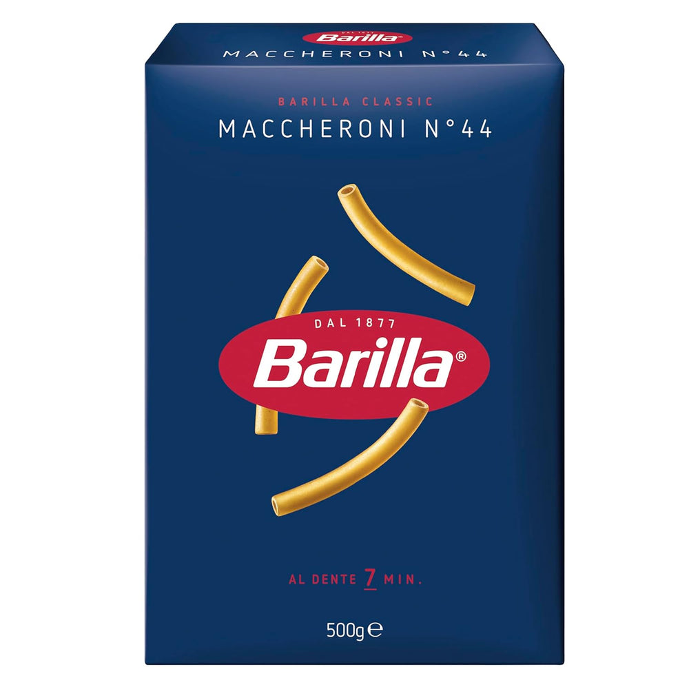 Pasta Barilla Classic Maccheroni no. 44 of high quality durum wheat, always al dente, 500g