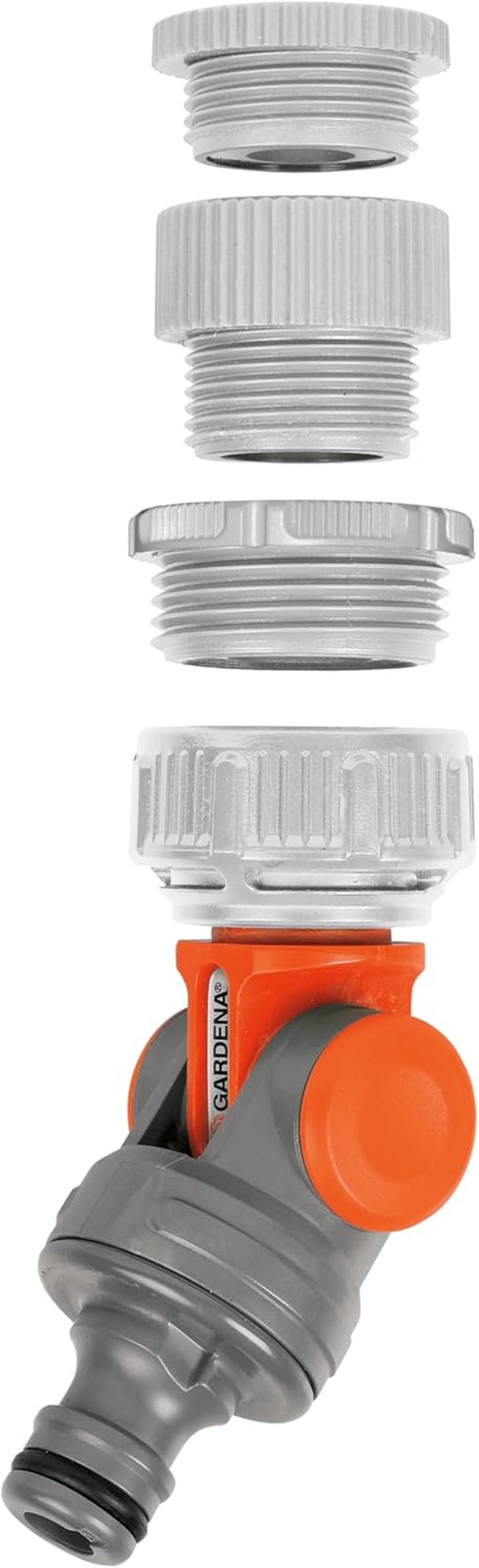 Conector robinet unghiular Gardena: Conexiune pentru robinet de 26,5 mm (G 3/4 inch) cu filet de 33,3 mm (G 1 inch) și robinet de 21 mm (G 1/2 inch) cu filet de 26,5 mm (G 3/4 inch) (2999-20)