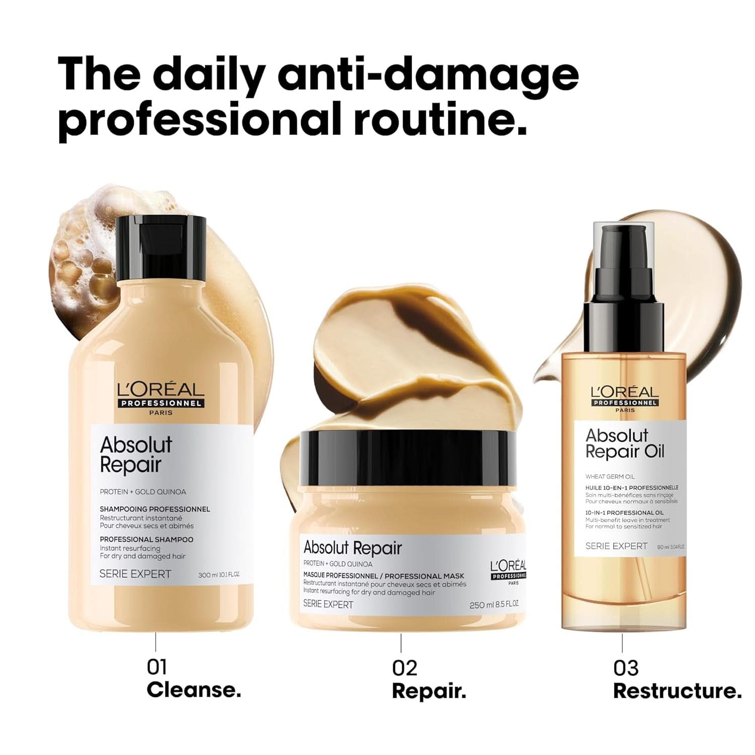 L'OréAl Professionnel Serie Expert Absolut Repair Gold, Quinoa Shampoo + Protein Duș și baie Naty Shop