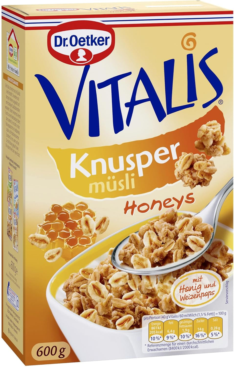 Dr. Oetker Vitalis Crunchy Flakes: Crunchy muesli with corn flakes and almond pieces, pack of 5 (5 x 600g)