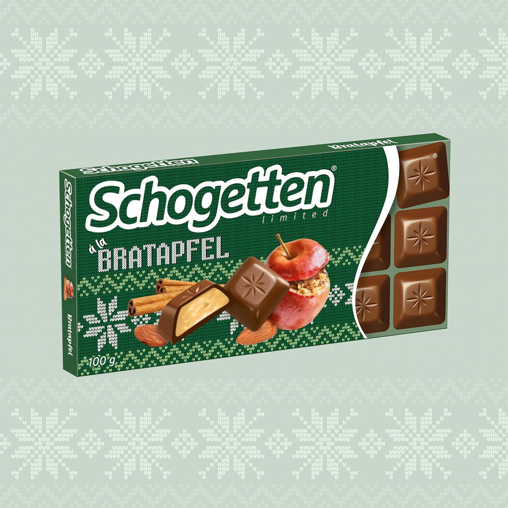 Schogetten Winter edition with ripe apples I Chocolate bar 100g I with milk chocolate and in convenient individual pieces