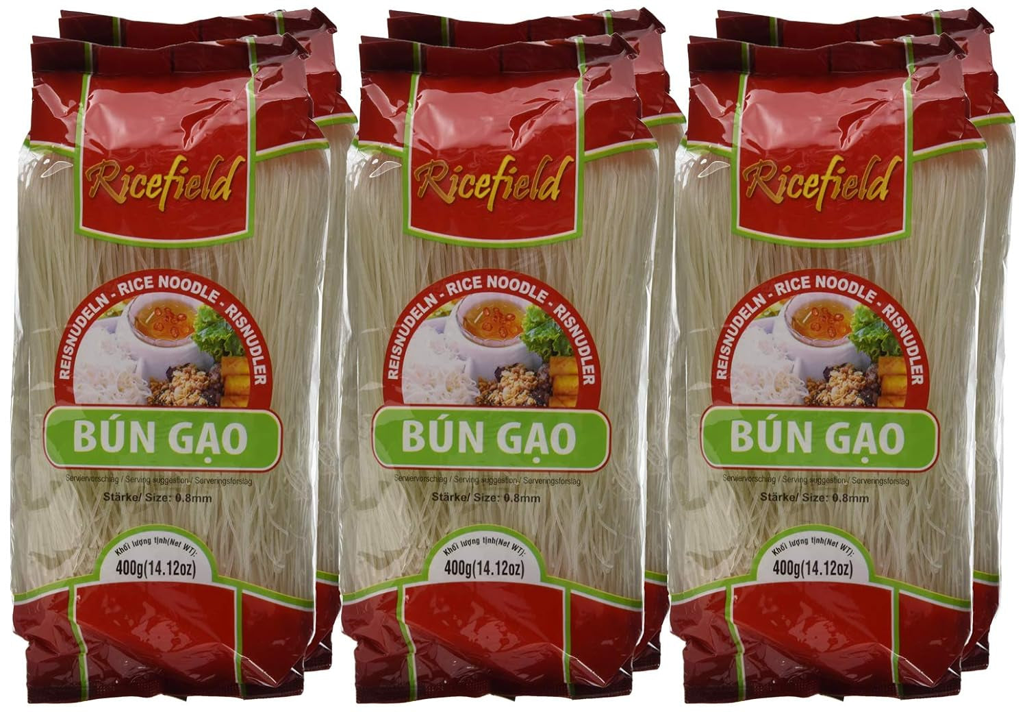 Ricefield Vermicelli 0.8mm Bun Gao 6 Pack (6 x 400g)