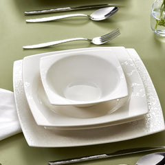 Set de veselă Karaca New Flava din porțelan, format din 24 de piese, pentru 6 persoane, alb, elegant și durabil, se poate spăla în mașina de spălat vase, perfect pentru uz zilnic și ocazii speciale