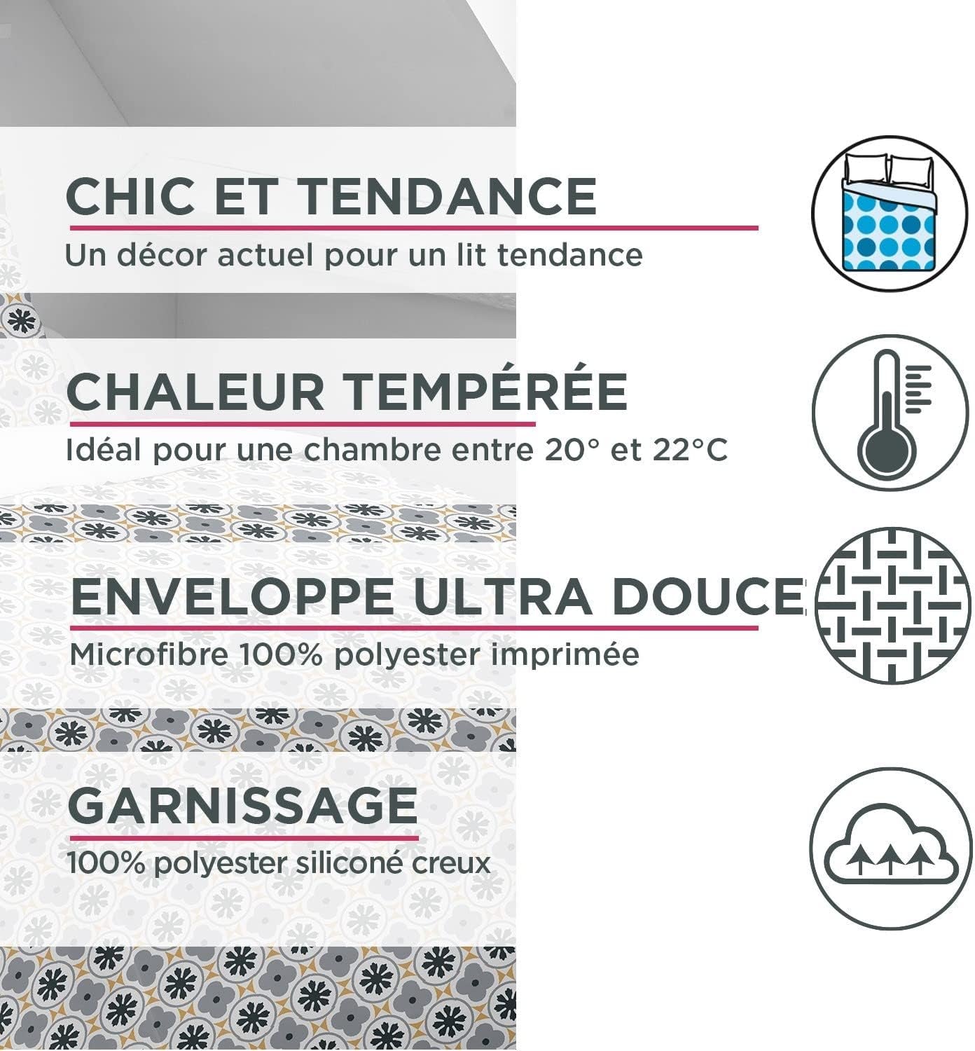 Blanrève Duvet cover Printed or plain, Temperate, For single bed, Eco-friendly, Easy to maintain, 140 X 200 Cm, White, Gray Quilts and quilts Naty Shop