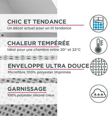 Blanrève Duvet cover Printed or plain, Temperate, For single bed, Eco-friendly, Easy to maintain, 140 X 200 Cm, White, Gray Quilts and quilts Naty Shop