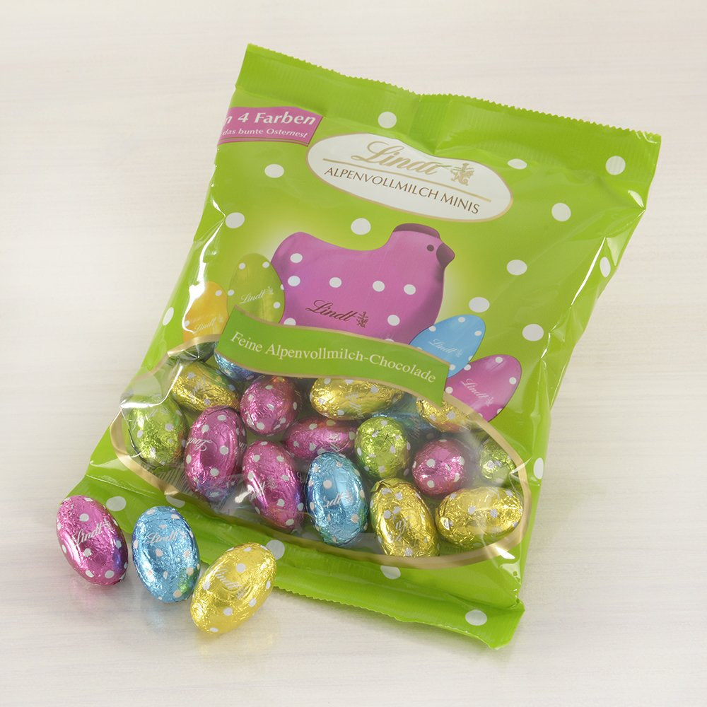 Little Easter Friends with Chocolate | 2 x 100 g and Chocolate Decoration Mini Eggs with Alpine Milk | 2 x 180 g Sachets | Premium milk chocolate eggs, cheerfully and colorfully packaged, in four colors for Easter