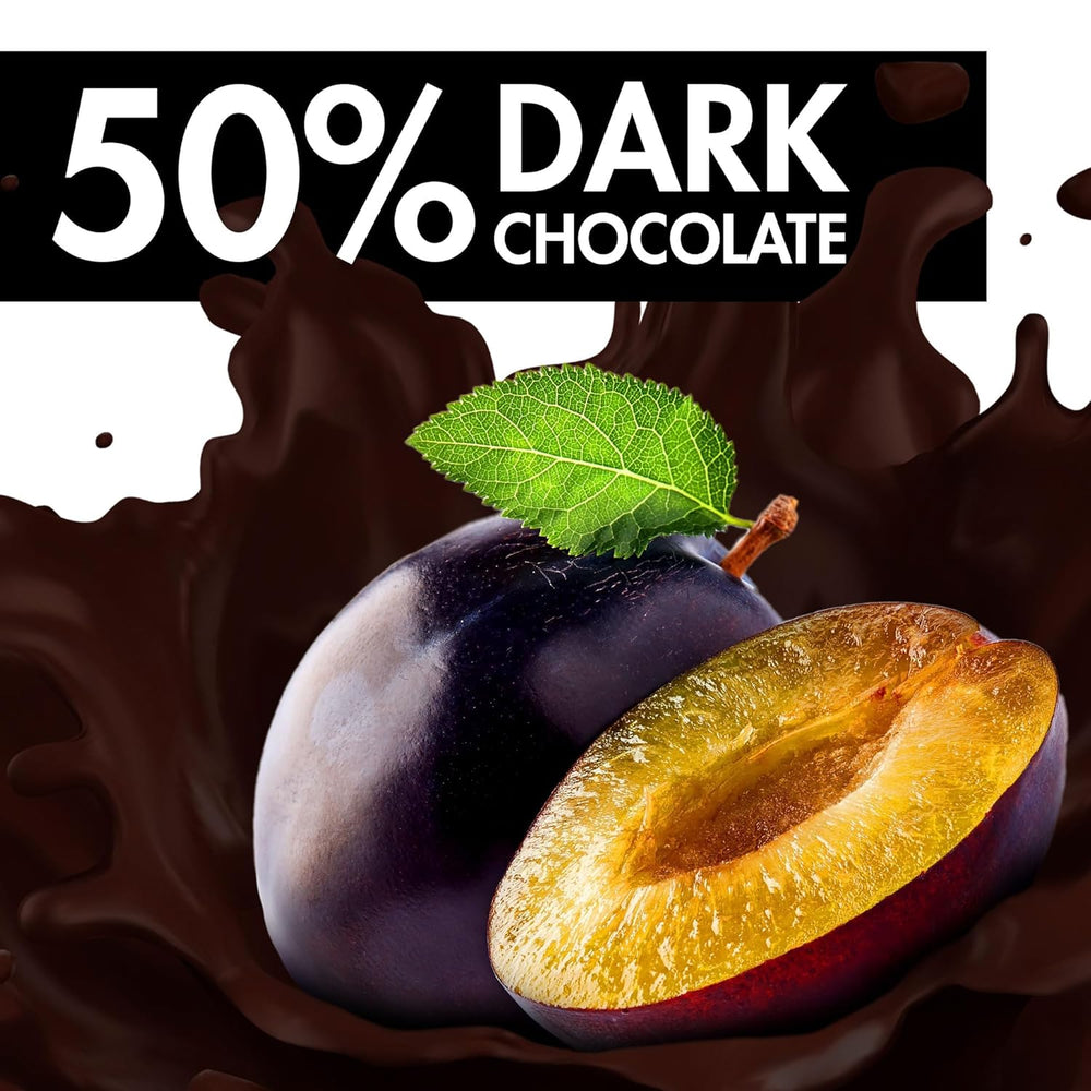 Plum in Madeira – 220g – Marzipan specialty with fruit and alcohol – 8 dark chocolate coins with plum jelly and Madeira wine – Gift idea