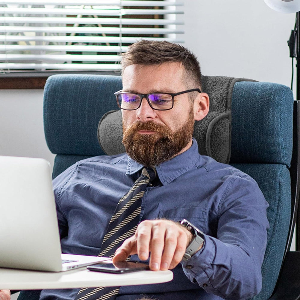 Pernă de gât pentru fotoliu reclinabil, pernă reglabilă din pluș, rolă de gât, fleece antiderapant, canapea, pernă de gât pentru călătorii, acasă, șezlong, canapea, fotoliu (gri închis)