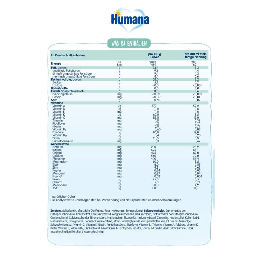 Humana SL Expert, from birth, special food for cow's milk intolerance due to lactose intolerance, galactosemia or cow's milk protein allergy, for infants and small children, 600 G Mother and Child Naty Shop
