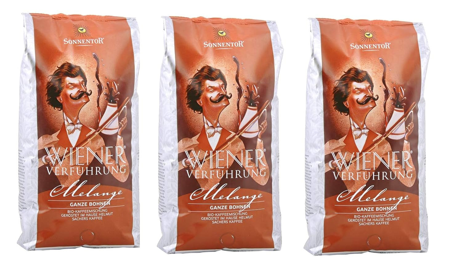 Cafea melanj, boabe întregi, Viennese Seduction, organică, 3 x 1000g