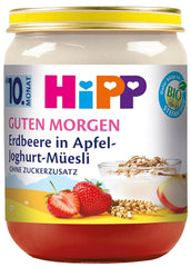Muesli with yogurt and apples with strawberries HiPP Organic Good Morning (6 x 160g), from 10 months, no added sugar, with valuable calcium, of the best organic quality