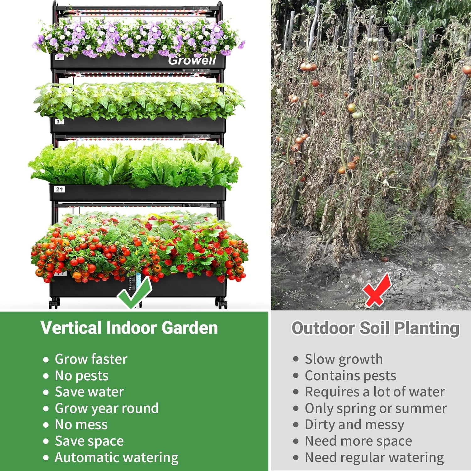 Large Hydroponic Grow System Kit 120 Capsules Vertical Hydroponic Garden with 2 Lighting Modes Grow Light Automatic Water Circulation System 48L Indoor Herb Gardening System