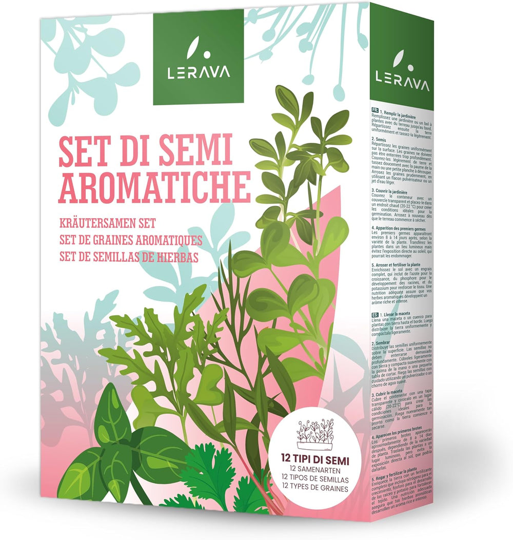 LERAVA Kräutersamen Set – 12 Sorten: Basilikum Samen, Parsilie Samen, Koriander, Oregano & mehr – Saatgut für frische Kräuter im Garten oder Topf, Premium Samen für Küche & Balkon - Samen set, seeds