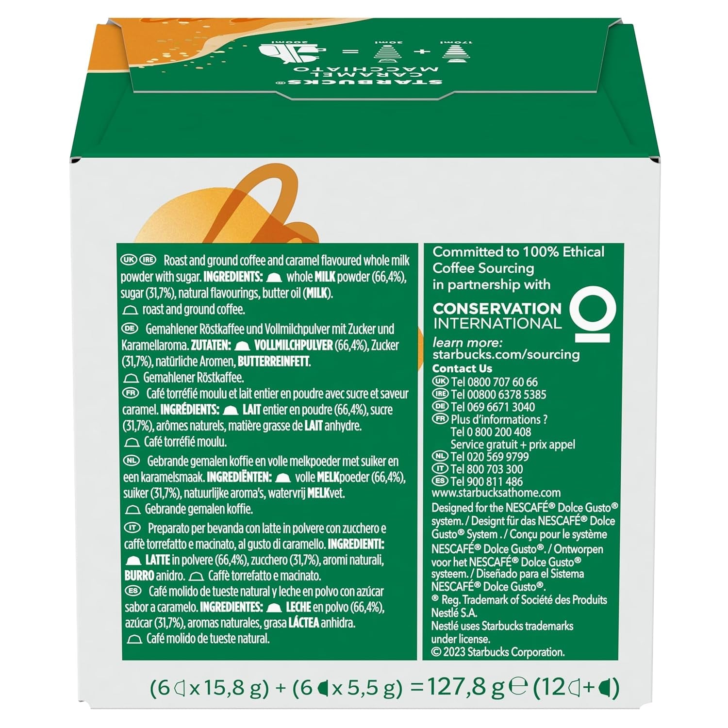 STARBUCKS Caramel Macchiato by Nescafé Dolce Gusto Kaffeekapseln 6 x 12 (72 Kapseln)