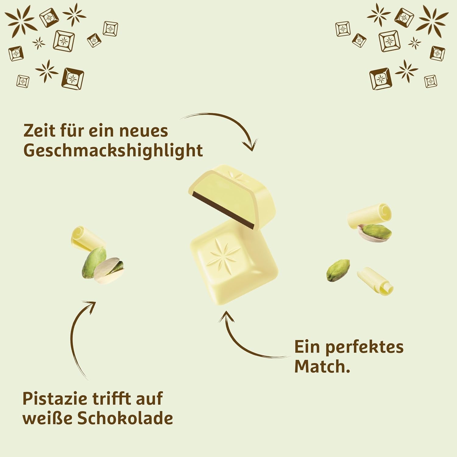 Schogetten White Pistachio | White chocolate with pistachio cream filling | 100 g | Conveniently Portioned (Pack of 3)