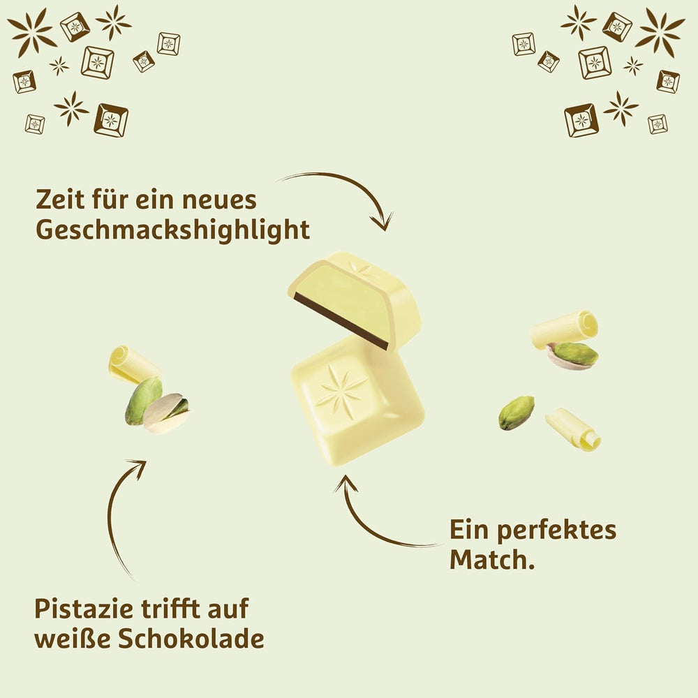 Schogetten White Pistachio | White chocolate with pistachio cream filling | 100 g | Conveniently Portioned (Pack of 3)