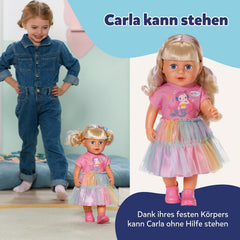 BABY born Carla - păpușă de 43 cm - păr blond de înaltă calitate cu șuvițe - nu necesită baterii - potrivită pentru copii de la 4 ani în sus - include 7 accesorii, roz