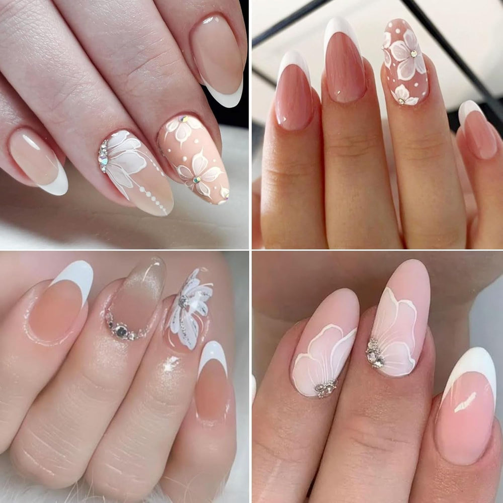 JMEOWIO 3D Nagelsticker Weiße Blumen Nail Art Sticker Selbstklebend Nagelaufkleber 5D Stereoskopisch Dekoration Nageldesign Zubehör 1 Blatt