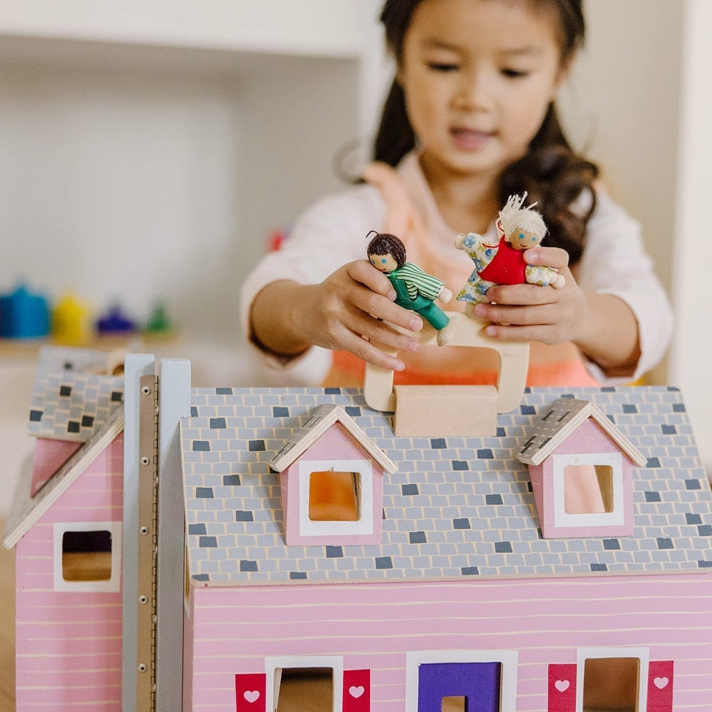 Casa de păpuși Melissa & Doug de pliat și luat cu tine | Casă de păpuși și păpuși | Playsets | 3+ | Cadou pentru băieți sau fete Casute de papusi Naty Shop