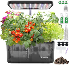Hydroponic Grow System: 8 Capsules, 24W Full Spectrum LED Lamp with Low Water Warning | Indoor garden for kitchen, living room, school | Gift idea for amateur gardeners