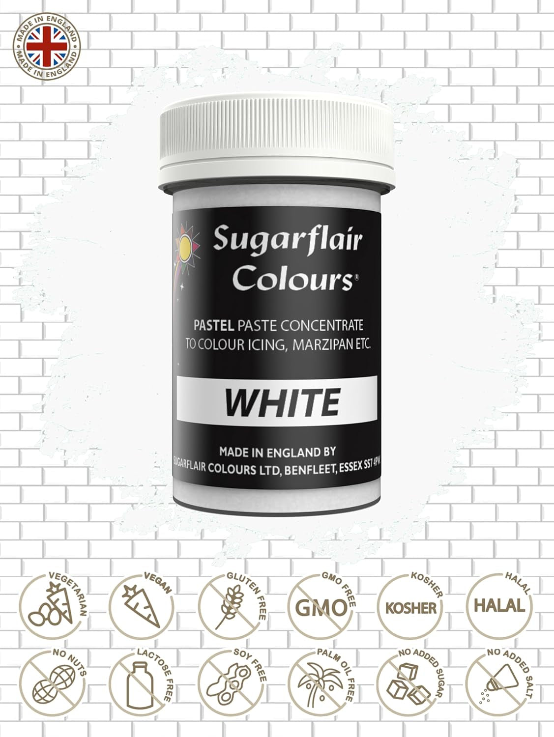 Colorant alimentar alb pentru paste Sugarflair, colorant alimentar pentru paste, fondant și marțipan, coloranți pastă - 25g