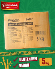 DIAMOND glass noodles, short mung bean starch glass noodles, naturally vegan and gluten-free - 1 x 5 kg