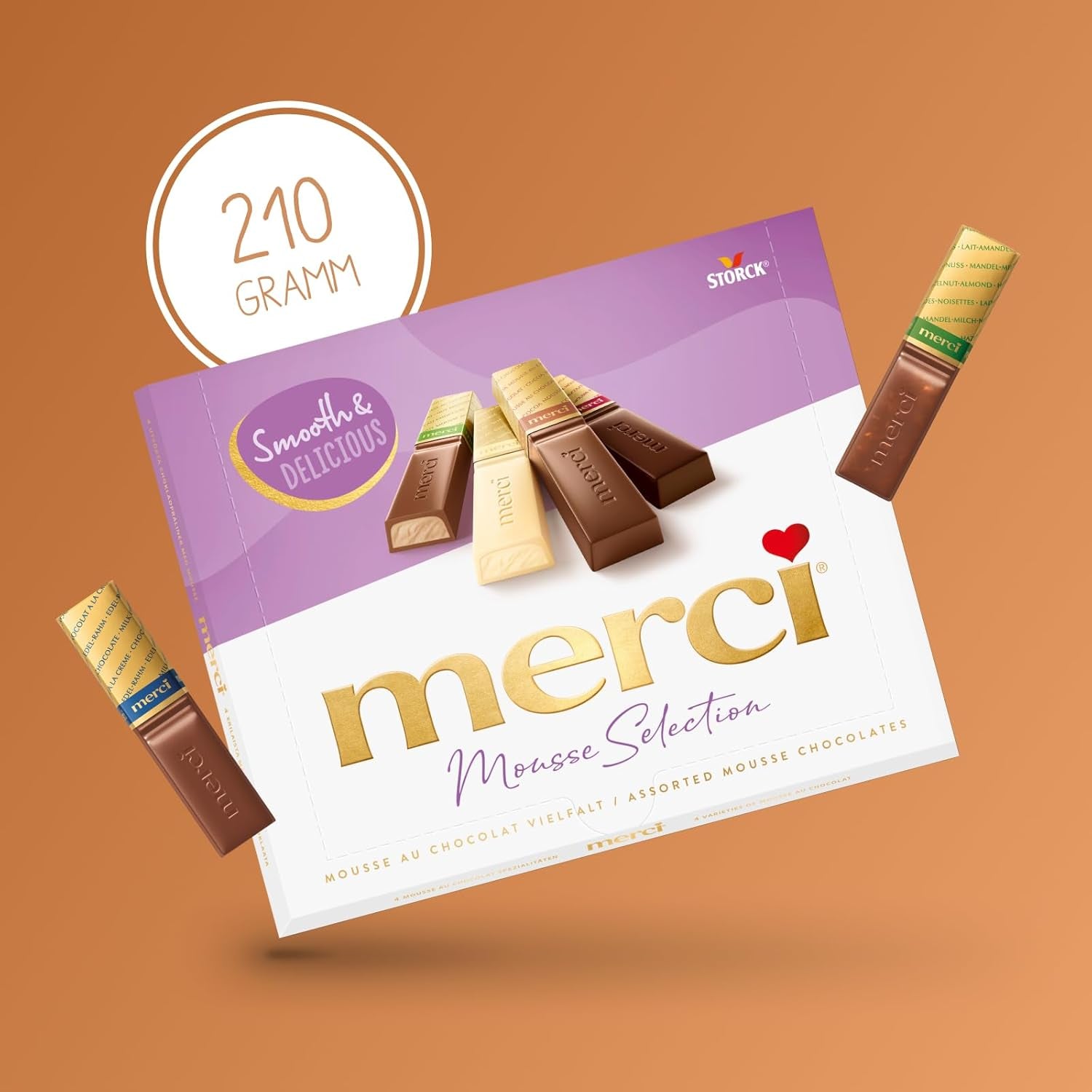 merci Finest Selection Mousse au Chocolat Variety – 1 x 210 g – Specialties Exquisite Chocolate Mousse – Filled and unfilled Pralines