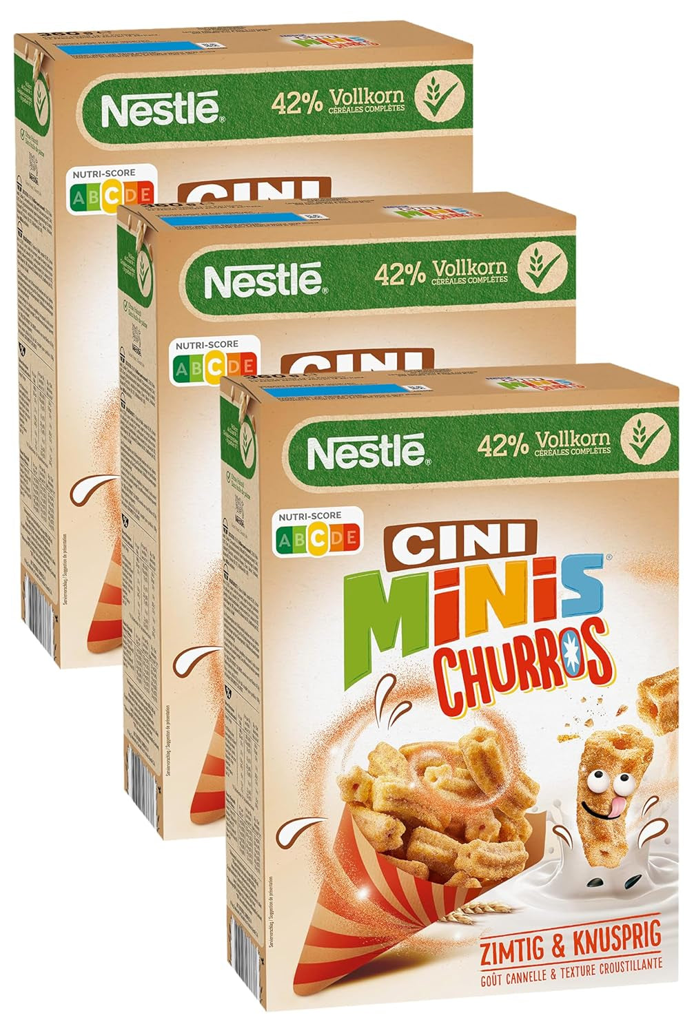 Churros Breakfast Cereal with 42% Whole Grain Content 3 Pack (1x360g)