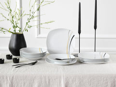 CreaTable, 24029, seria Square City Line, set de veselă din porțelan pentru 6 persoane, 12 piese, potrivit pentru mașina de spălat vase și cuptorul cu microunde, producție de calitate