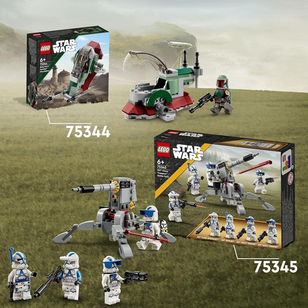 LEGO 75345 Star Wars 501St Clone Troopers Battle Pack Set cu vehicule și 4 figurine, jucărie construibilă cu tun AV-7 anti-vehicul și trăgător cu arc Seturi de constructie Besuche den LEGO-Store