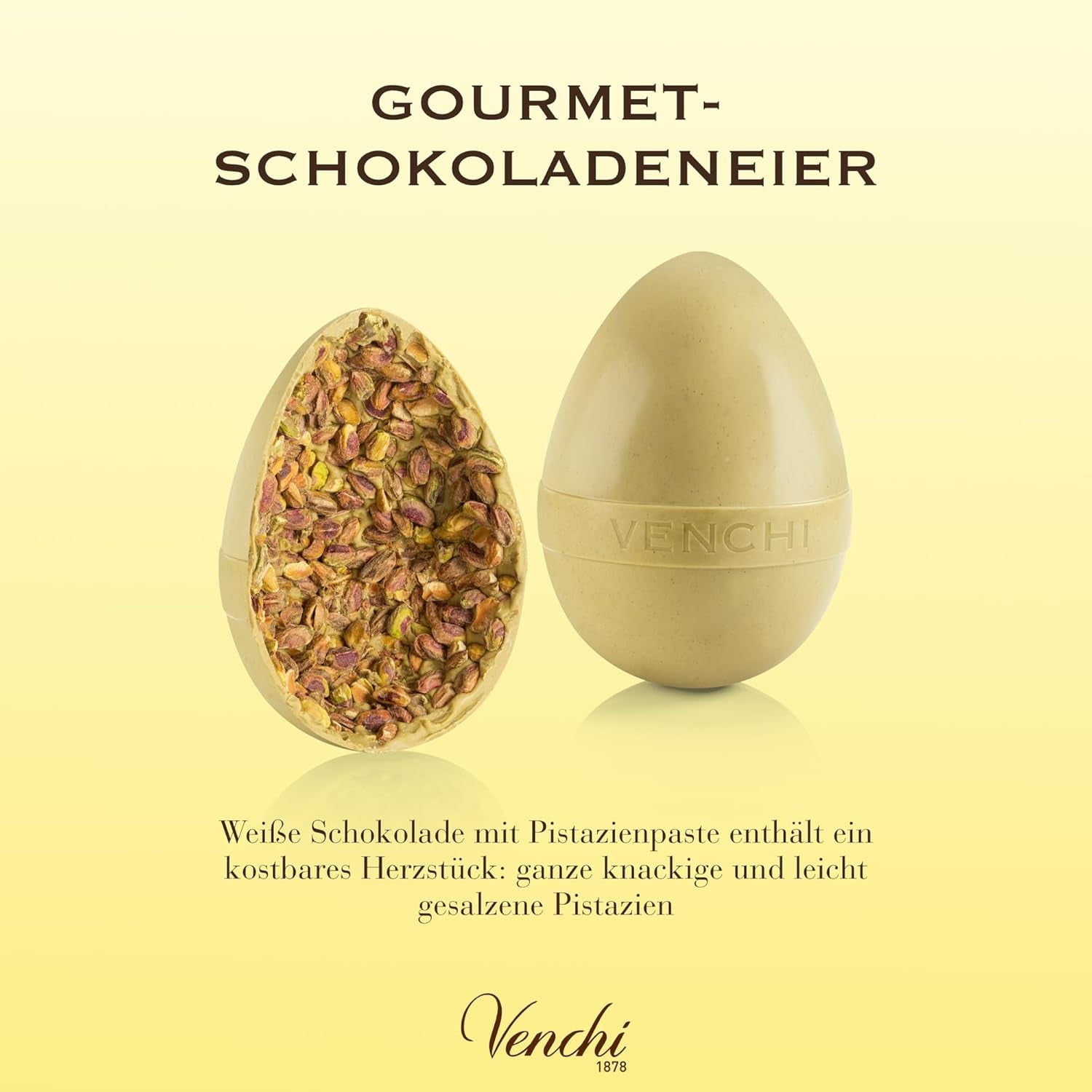 Venchi - Chocolate egg, pistachio flavor, with whole pistachio, with surprise, gluten free, 500g, Easter collection, gift idea