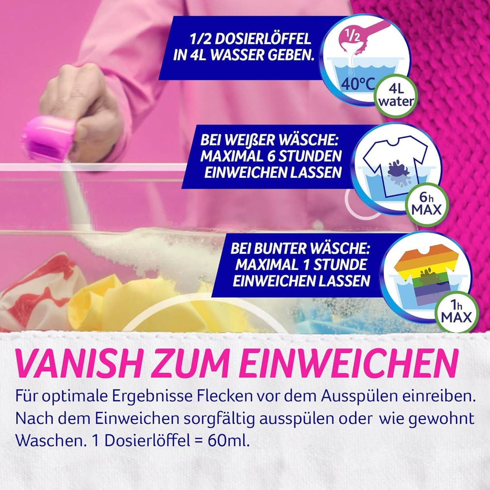 Vanish Oxi Action Powder Pink - 1.125 Kg - chlorine-free stain removal and laundry improvement powder - for colored laundry Laundry Detergents Naty Shop